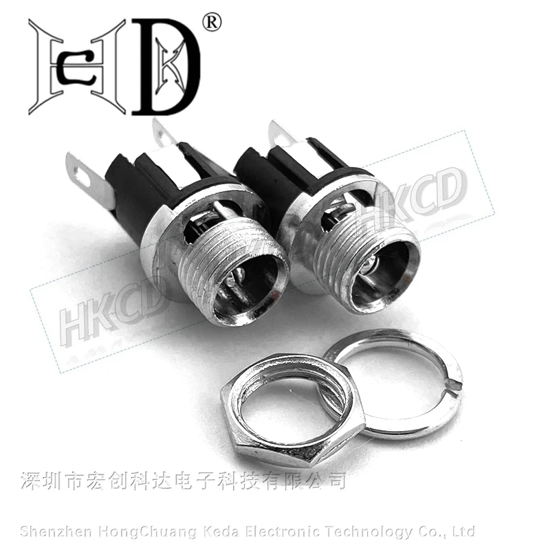5pcs DC-025M 5.5x2.1mm 5.5x2.5mm Threaded Panel DC Barrel Jack 2Pin Solder Lug Power Socket with Nut Washer