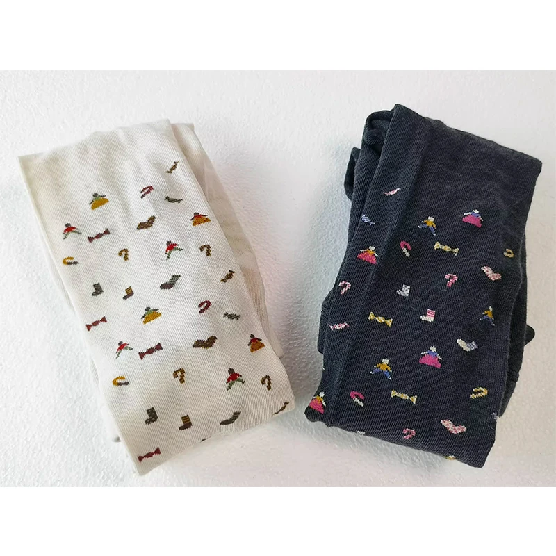 Mori สาวปักดอกไม้ Jumpsuit กางเกงขายาวผู้หญิงเสื้อผ้าผ้าฝ้ายที่มีสีสัน Candy รูป Jacquard ถัก Lolita Leggings A274