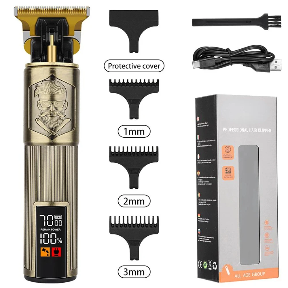 

Vintage T9 hair clippers for barber shop Hair cutting machine Electric trimmer led hair clipper Dragon carving Shaver Beard