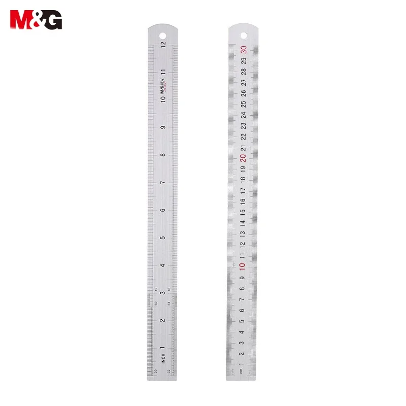 M&G 30cm Aluminum Straight Ruler Measuring Drawing Scale Ruler Bi-directional Ruler Office Supplies Student Stationery