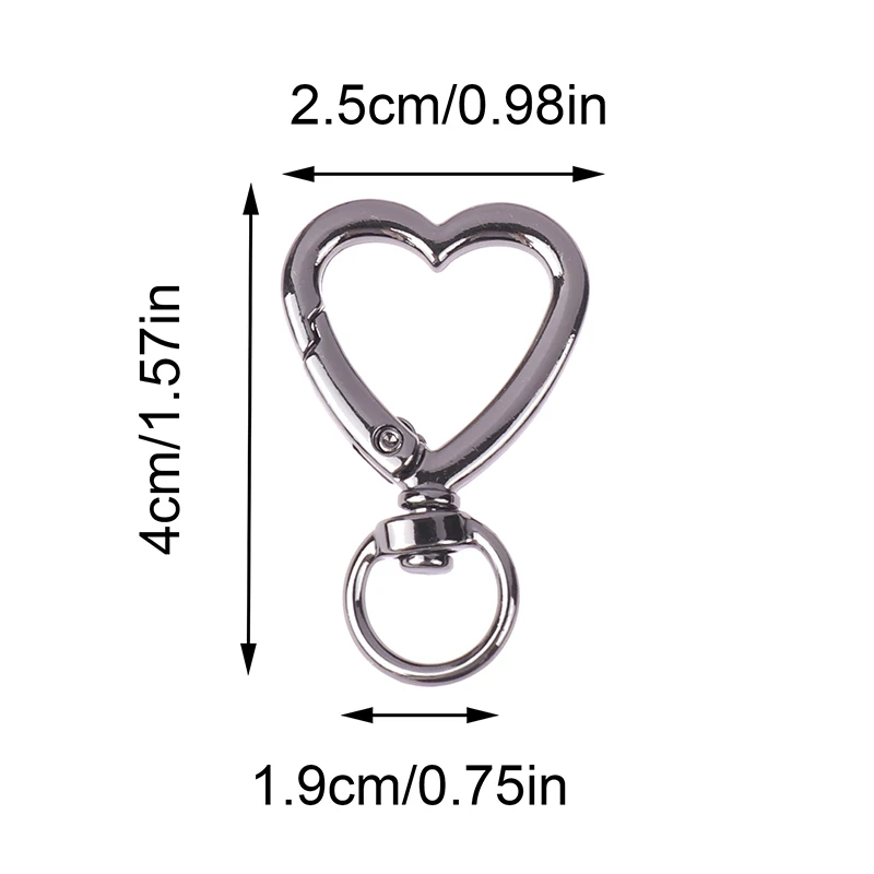 5pcs Plated Heart Shape Rotation Lobster Zinc Alloy Spring Buckle Clasps Key Ring Holder Hook Carabiner For Jewelry Making