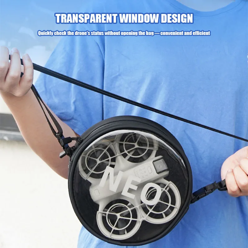 VOLODYMYR Carrying Case for DJI NEO Drone Portable Transparent Storage Bag Travel Handbag Shoulder Strap Crossbody Organizer Bag