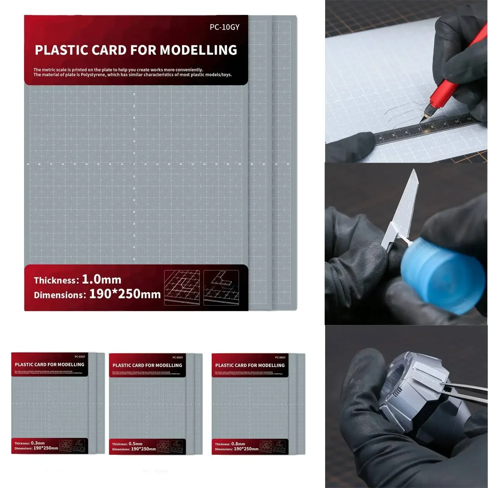 PC-GY Model Modification Plastic Board 0.3mm 0.5mm 0.8mm 1.0mm 90*78mm Assembly Model Building Tools For DIY supplies