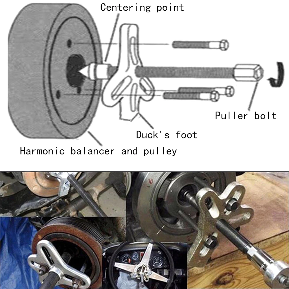 VECONOR 13PCS Auto Steering Wheel Puller Harmonic Balancer Gear Pulley Crankshaft Tools Kit Special Disassembly Removal Tool Set