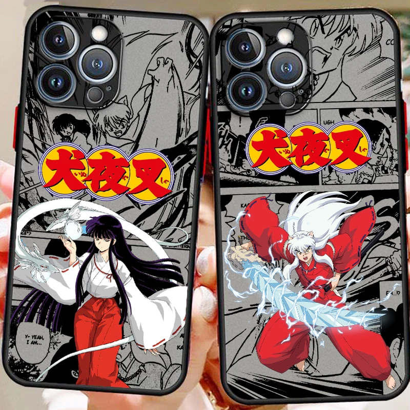 I-inuyasha Anime keren lucu buram tembus cahaya untuk Apple iPhone 15 14 13 12 11 XS XR X 8 7 SE Pro Max Plus Mini Matte