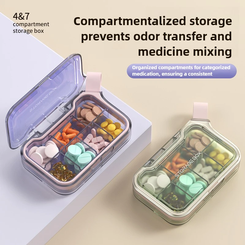 4/7 شبكات صندوق دواء منظم حبوب صغير 7 مقصورة الطب علبة حبوب الدواء المحمولة مجوهرات المنظم استخدام السفر في الهواء الطلق