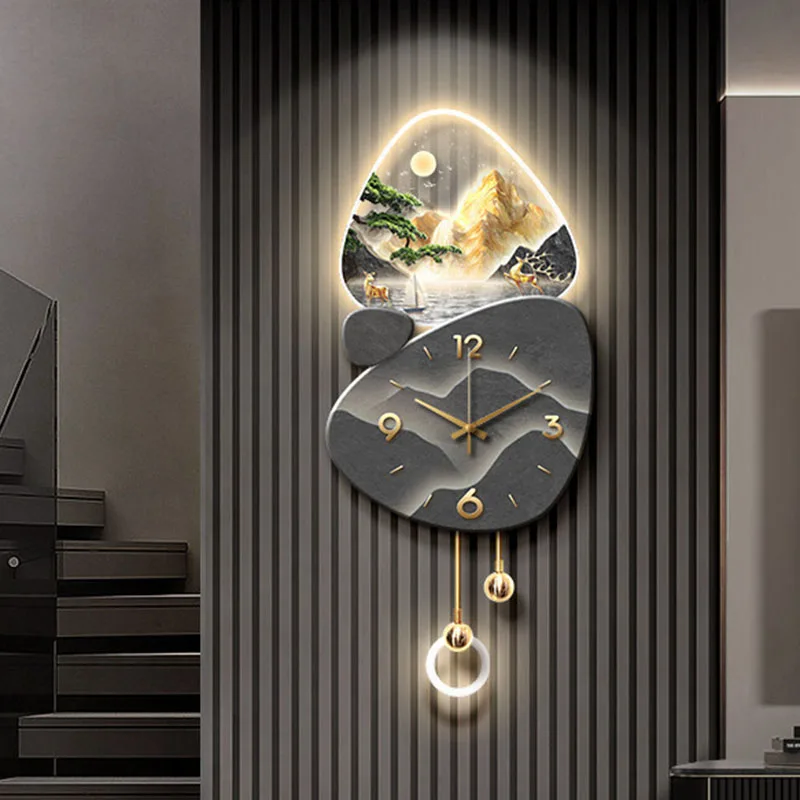 T*-Creative Chinese Style Wall Watch Light Luxury Fashion Design Interior Wall Clocks High Quality Silent Murale Wall Decor
