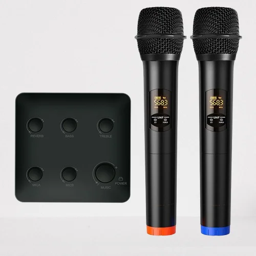 Dual UHF Wireless Microphones Karaoke Mixer Compatible with TV Soundbar Home Theater PC for Home KTV Parties Entertainment