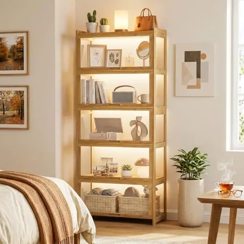 Armário Expositor, Vitrine de 5 Níveis para Colecionáveis |   Armário de Armazenamento, Estante com Porta, Organizador de Brinquedos
