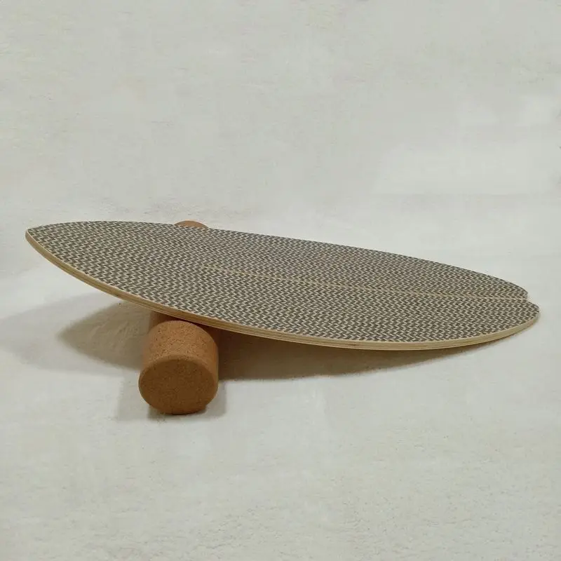Allenatore per tavola di equilibrio in legno per esercizi fitness personalizzato con tavola per allenamento in vita con rullo in sughero Tavola per equilibrio centrale yoga