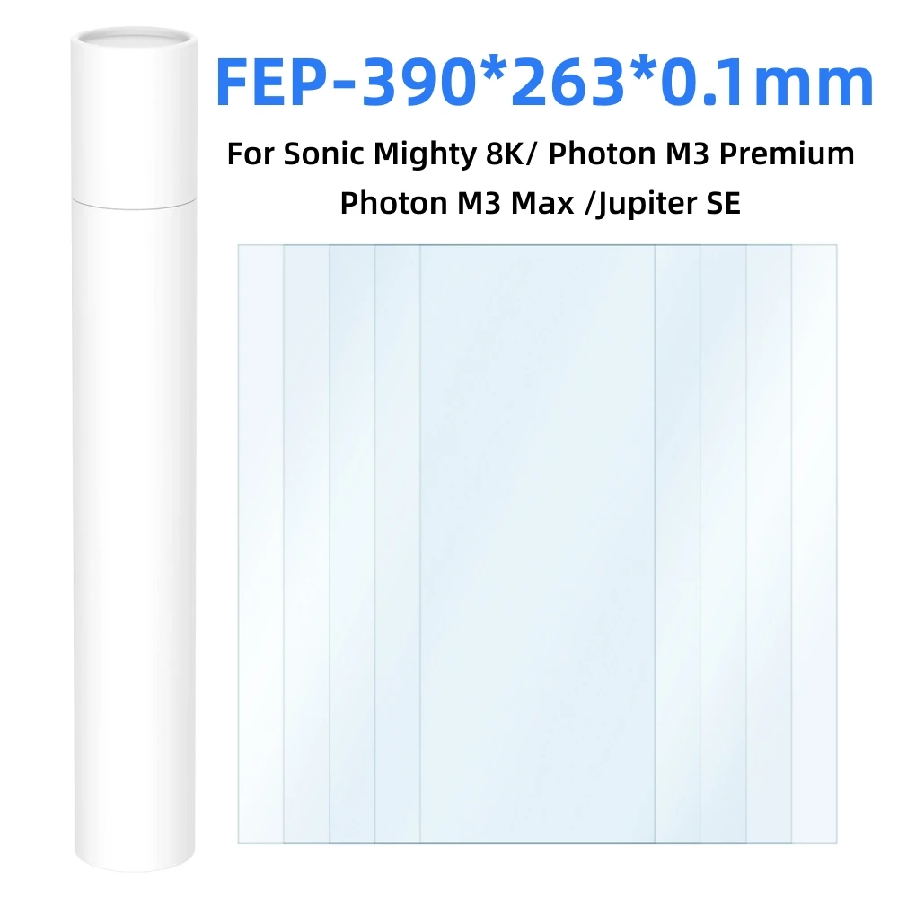 

5Pcs FEP Film 390x263x0.1mm For Phrozen Sonic Mighty 8K Sonic Halot Mage Photon M3 MAX Jupiter SE UV resin LCD 3D Printer Parts