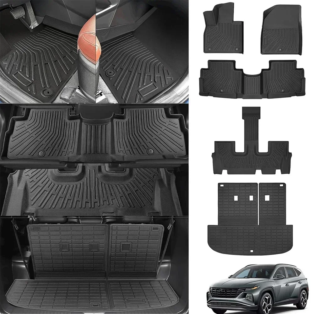 Floor Mats for Hyundai Palisade 2025 2024-2020 All Weather Cargo Liner Backrest Mat TPE Trunk Mat with Backrest Mat Accessories