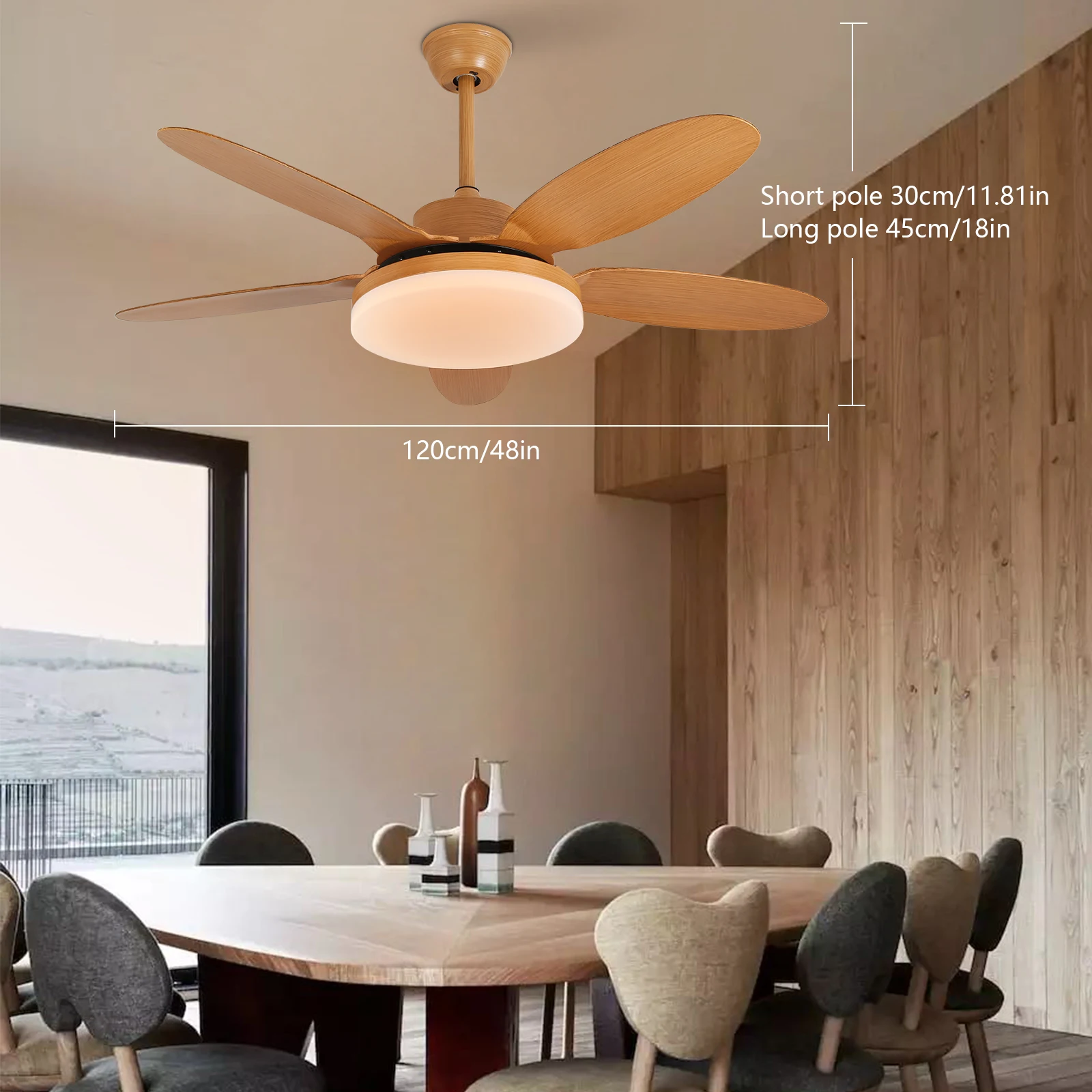 

Ceiling Fan with Lights&Remote Control 48 Inch Modern Fandelier Ceiling Fan Contemporary Indoor LED Ceiling Fan with Light