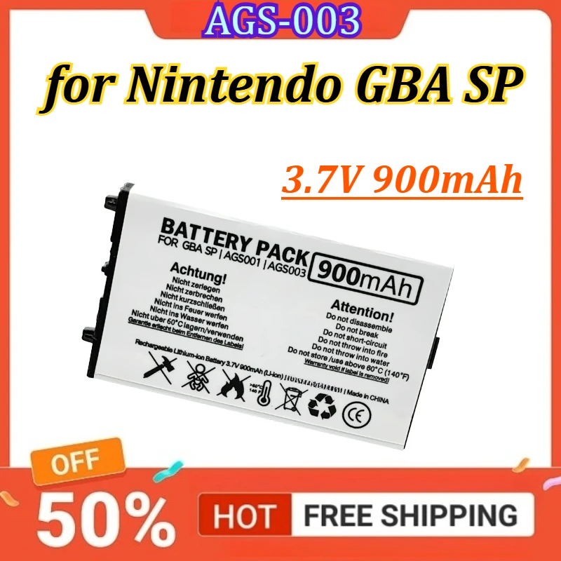 

Аккумулятор AGS-003 3.7V 900mAh для портативной игровой консоли Nintendo GBA SP, встроенный литий-ионный аккумулятор
