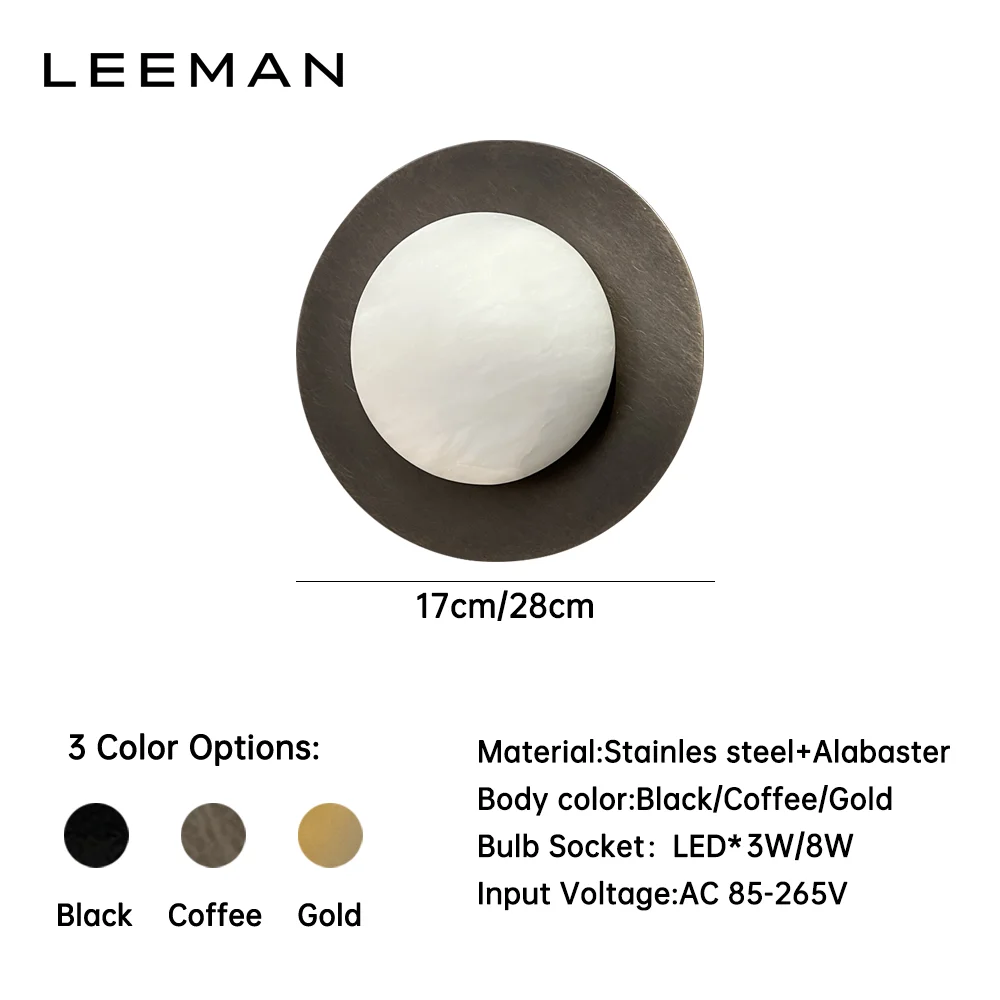 Luxury Modern Round Wall Sconce Light Alabaster Interior Deco Art Wall Light Marble for Bedroom Bathroom Corridor Restaurant