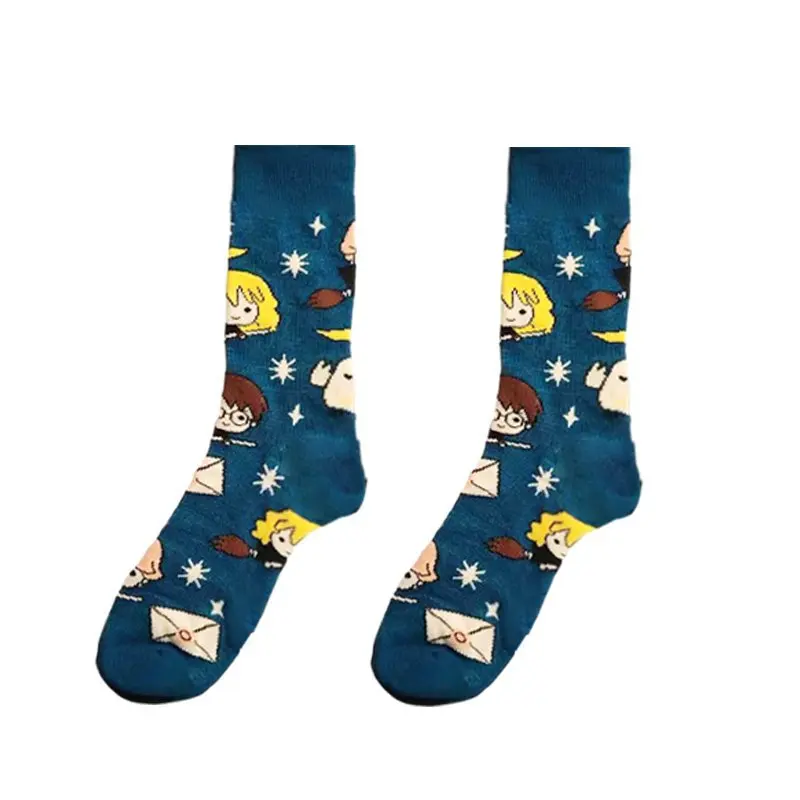 Men\'s and Women\'s Cotton Four Seasons Cartoon Tide Socks Harryy Potter Cosplay Stockings Hermione Luna Dobby Socks Gifts