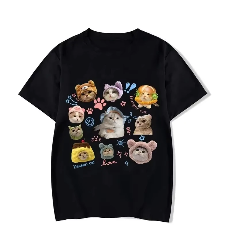 Kittens Avatar Blouse Women's T-shirt Female Y2k Clothes Girls Kawaii Tops House Pet Print Streetwear Cute Cat Graphic Clothing