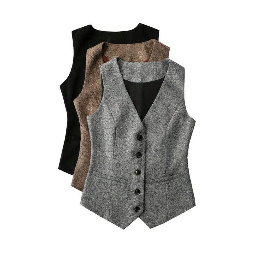 Women's Woolen Vest Women's Sleeveless Vests Lady Jackets Vest for Autumn New in Outerwears Warm Top Fashion Clothing Elegant