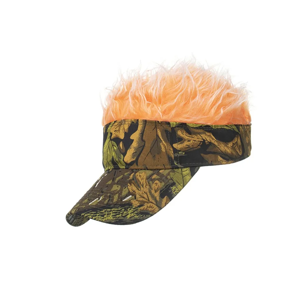 Novelty Orange Wig Baseball Cap Polyester Fake Hair Cap 28*16cm Spiked Hair Cap For Bald People