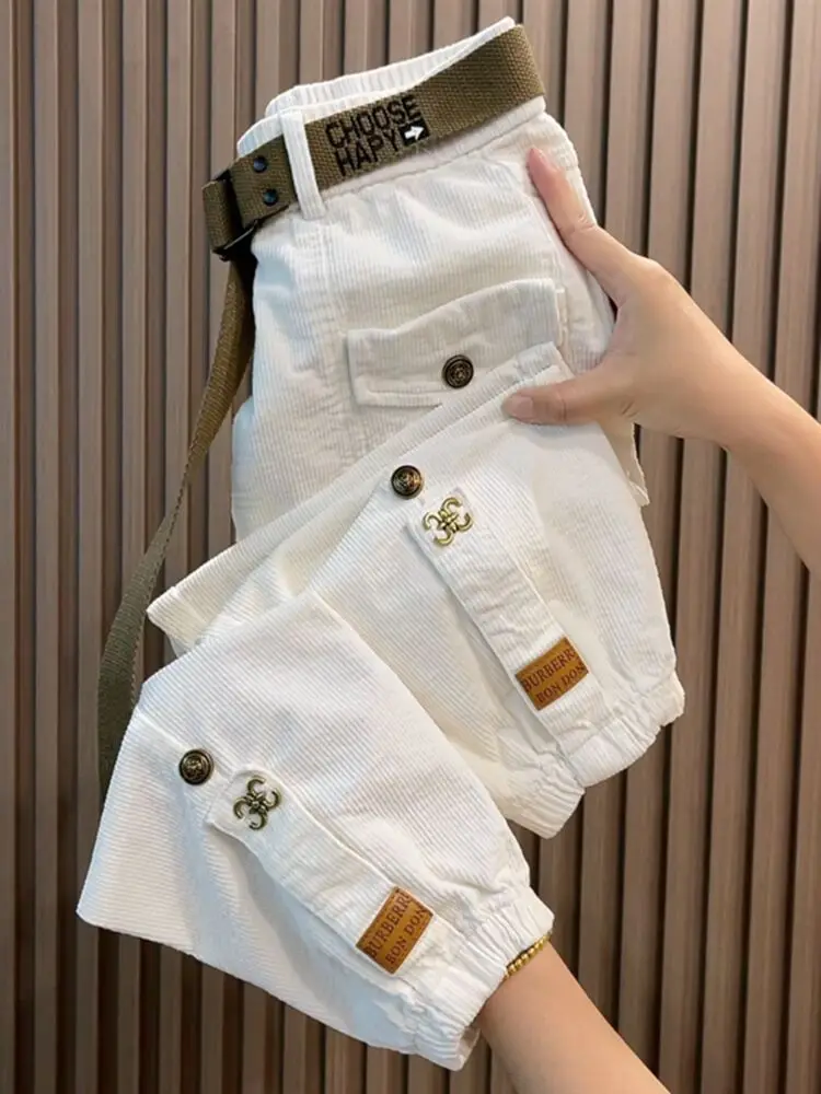 Solid Color Thick Warm Corduroy Pants Women 2023 Autumn Winter Korean Loose Casual Pants Harem Trousers