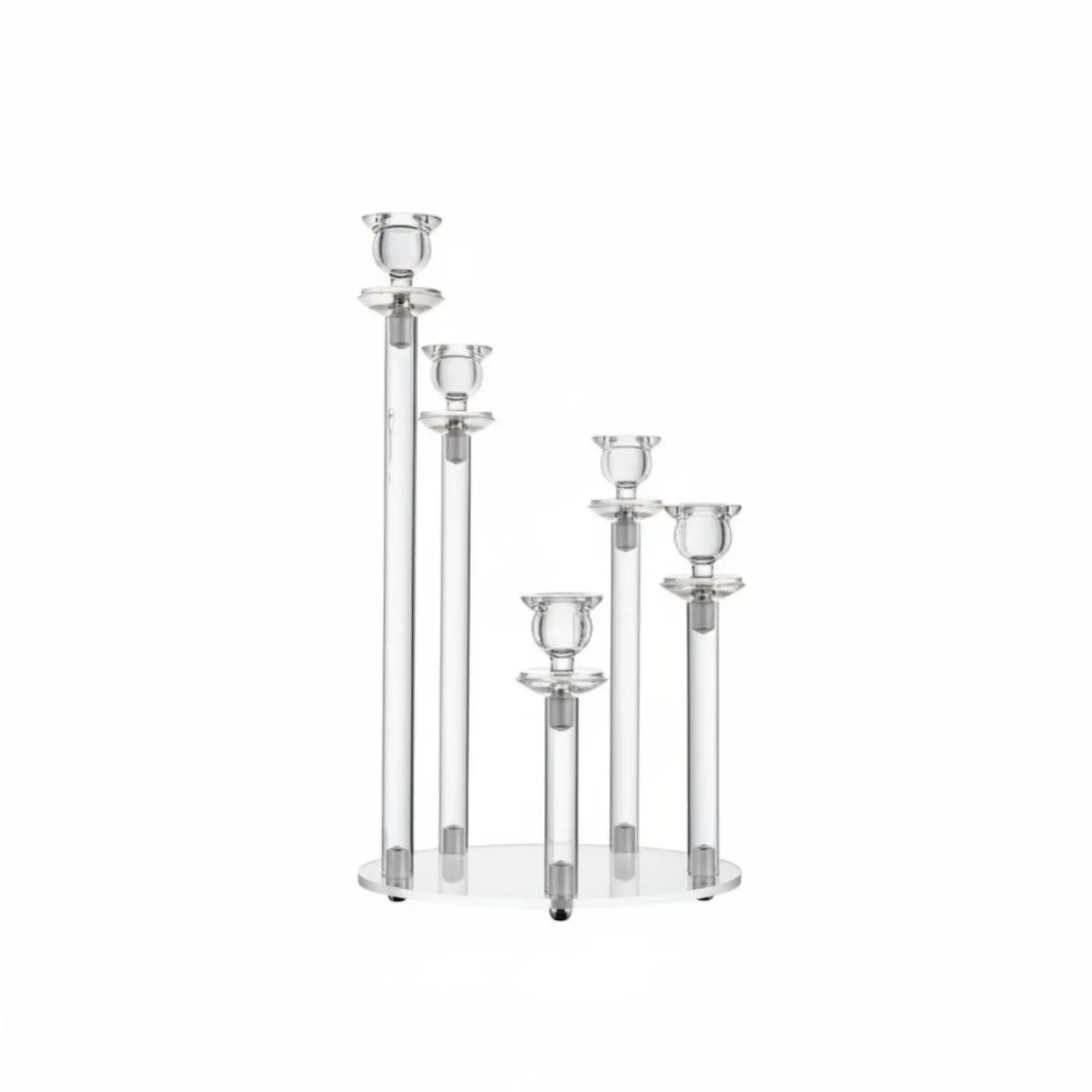 Clear Acrylic Candlestick Holder 5 Arm Modern Design for Wedding Party Table Centerpieces Hotel Decor Elegant Lightweight Use
