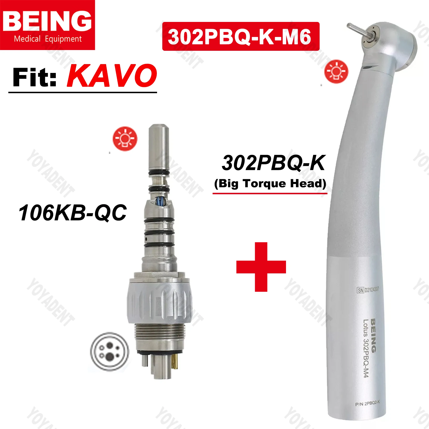 BEING Dental Turbine Fiber Optic High Speed Handpiece Quick Coupling 6 pin fit Kavo Dentistry Instrument Accessories