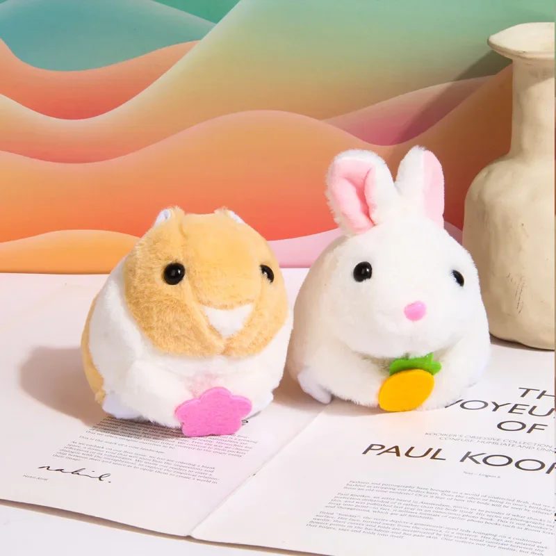 2024 Hot Cartoon Wagging Tail Simulation Little Rabbit Hamster Kawaii Plush Toys Hobbies Creative Exclusive Design Gifts Friends