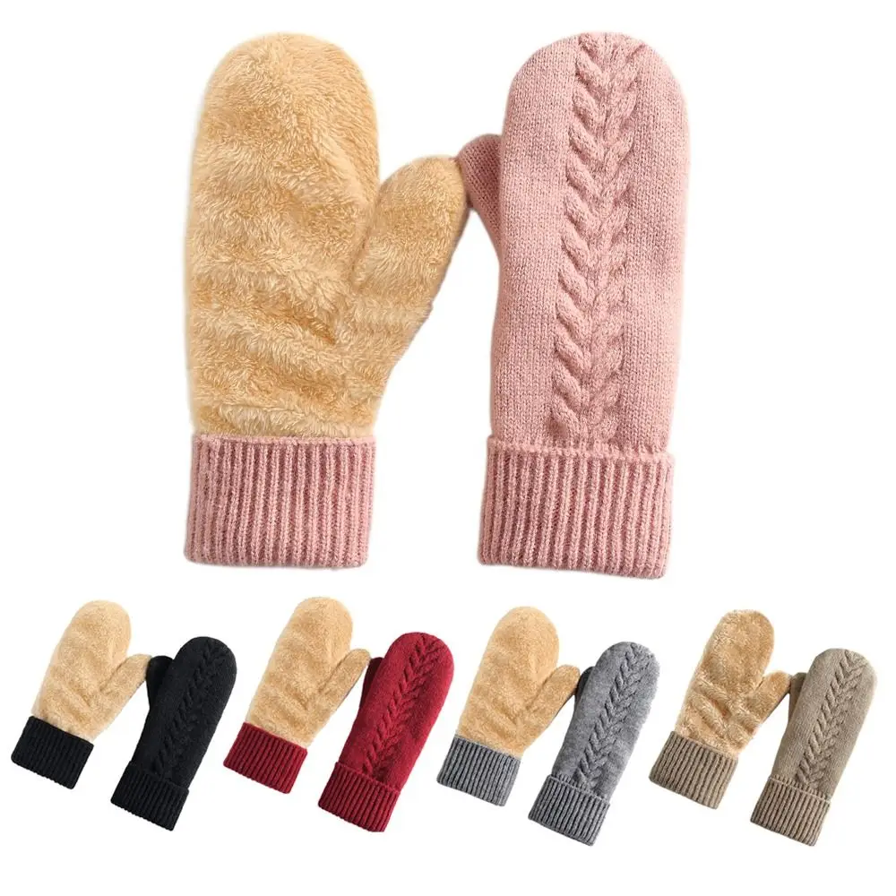 الراحة تناسب طبقة مزدوجة سميكة قفازات محبوكة بلون الداخلية غطاء دافئ قفازات لينة جميع أصابع قفازات الاستخدام في الهواء الطلق