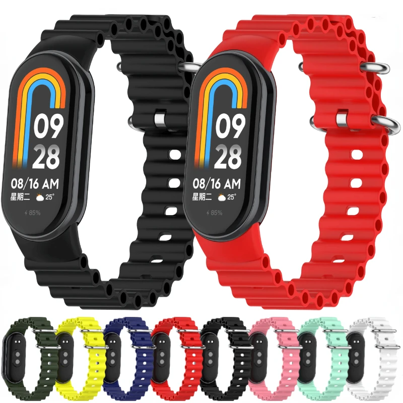 

Ocean Silicone Strap For XiaoMi miband 8 Smart Watch Sport Soft Replacement bracelet Band For XiaoMi miband 8 Correa Accessories