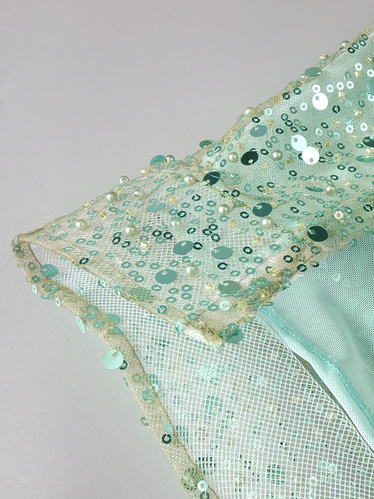 VC Lebhaftes grünes Meerjungfrauenkleid, ärmelloses Spaghettiträgerkleid mit V-Ausschnitt und hohem Schlitz für formelle Date-Nacht