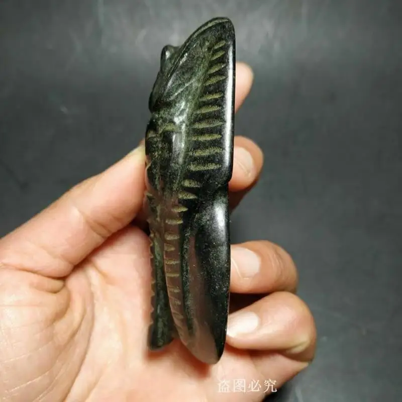 Chinese Antique Hongshan Cultural Figure Head Egyptian Iron Meteorite Handle