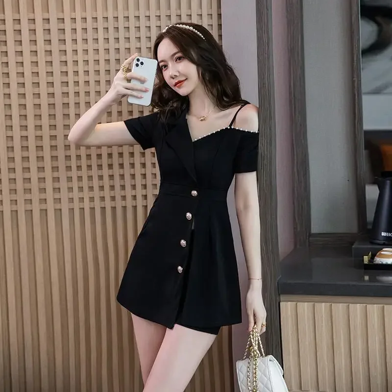 レディース タンクトップ ショートセット 2点セット オフショルダー テーラード ファッション バケーション outfits 2025 アンサンブル スタイリッシュ キット フル レディース ショーツ