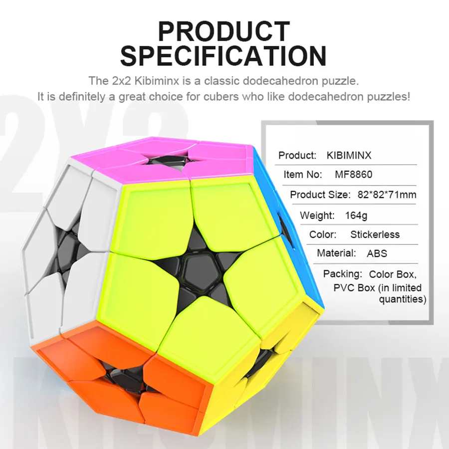 Moyu cubo mágico quebra-cabeça meilong megamin 2x2 cubing sala de aula mega kibiminx dedocahedro 12 lados velocidade profissional cubos jogador