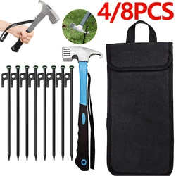 4/8pcs Camping Tent Legs and Hammer Set Tent Stakes Pegging Ground Nails 30cm Length Outdoor Camper Tourist Supplies Accessories