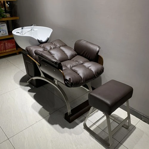 Ceramic Basin Hair Salon Barber Shop Shampoo Chair Flushing Bed High-End Simple Half Lying Sitting