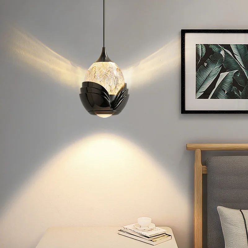 Snow Mountain Atmosphere Pendant Light, Luxury Hand Sweep Lift Lighting Fixtures for Bedroom Bedhead Living Room Study Entrance