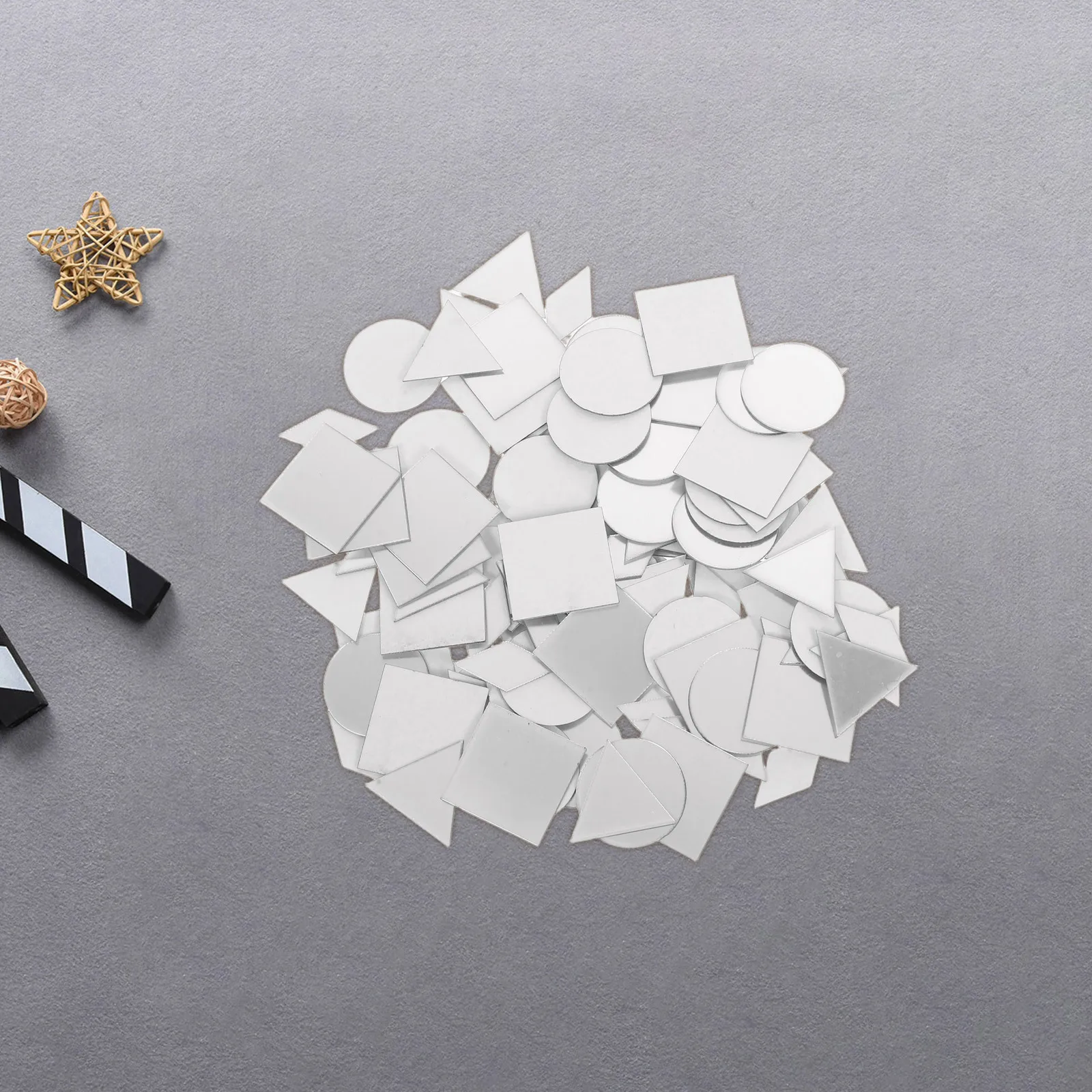 

100Pcs Mirror Wall Stickers Geometric 3D Plastic Decals Reflective for Living Room Bedroom Background Wall Decor