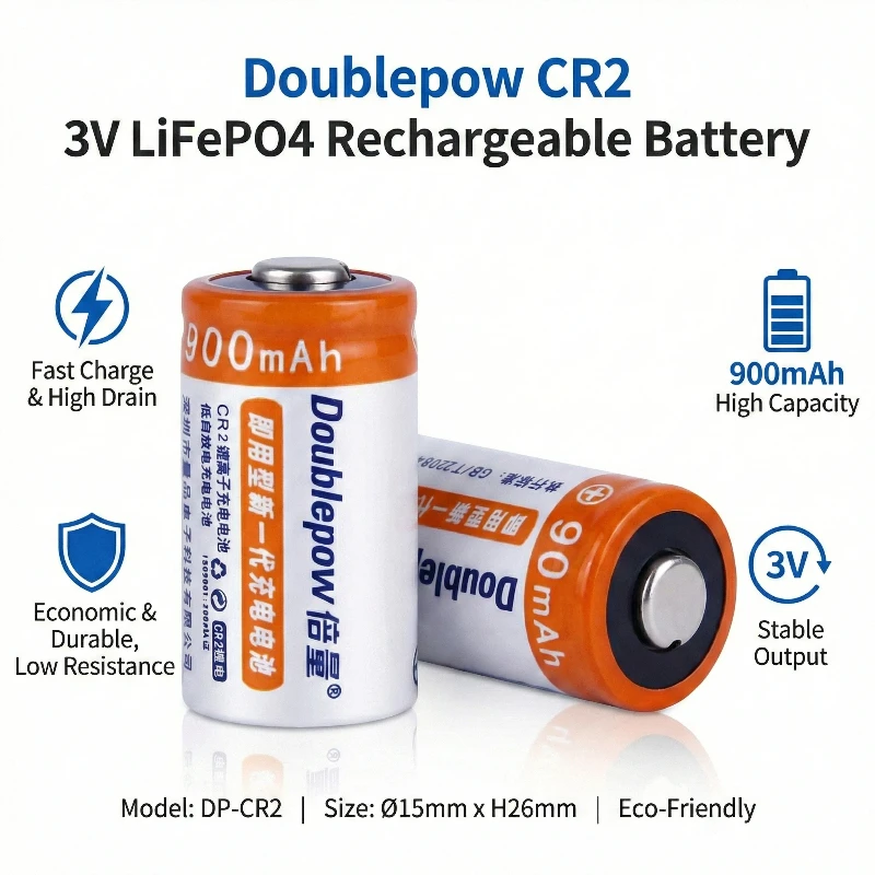New CR2 3V 800mAh LiFePO4 Rechargeable Battery for Polaroid Multimeter Navigator Measuring Instrument Electronic Device