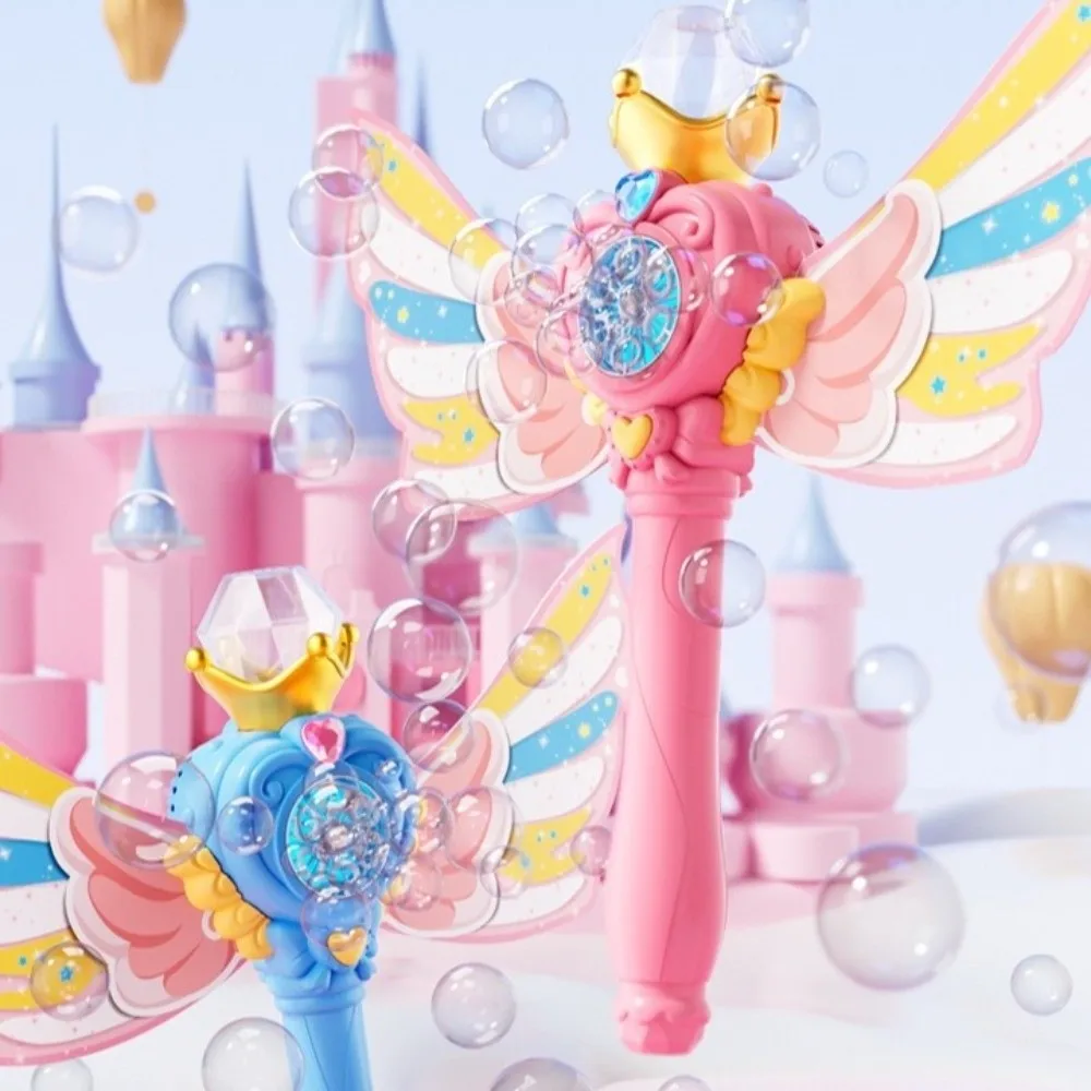 Portable Automatic Electric Bubble Maker Luminous with Wings Bubble Machine Handheld Bubble Wand Outdoor Party