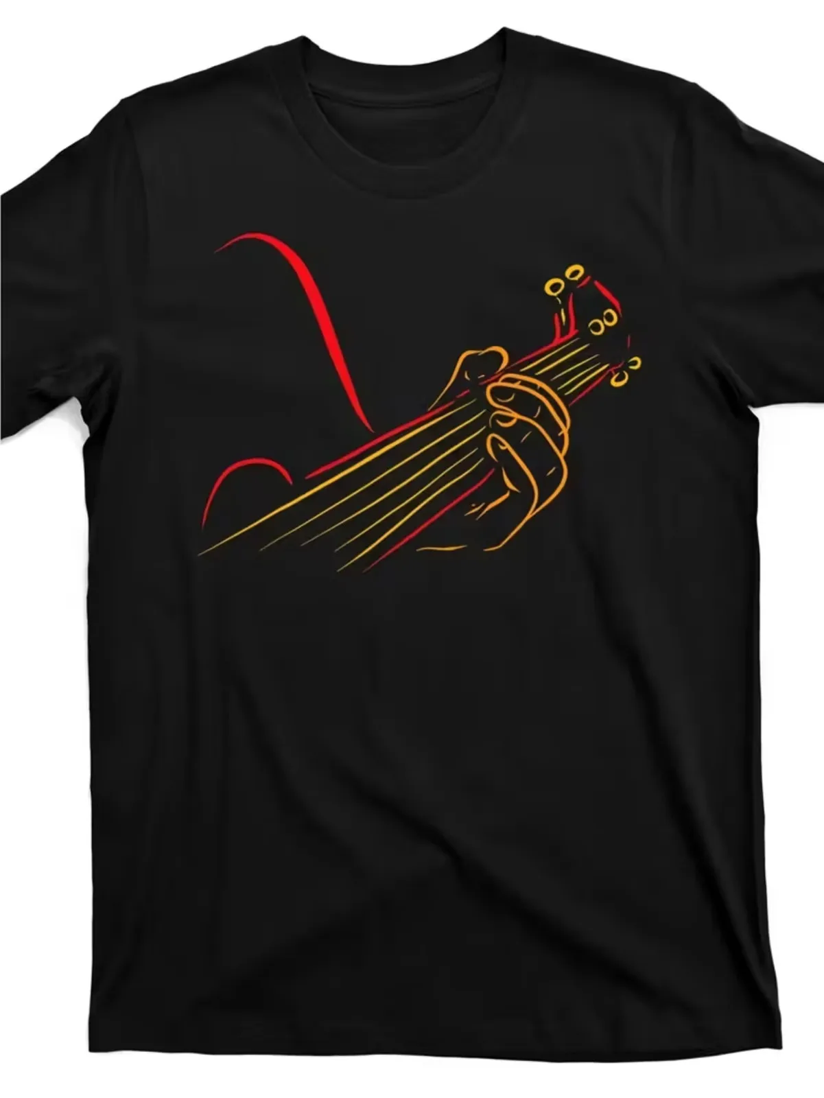 

Men'S Vintage Music Life Graphic Tee - Eye-Catching Guitarist Print on Black Shi