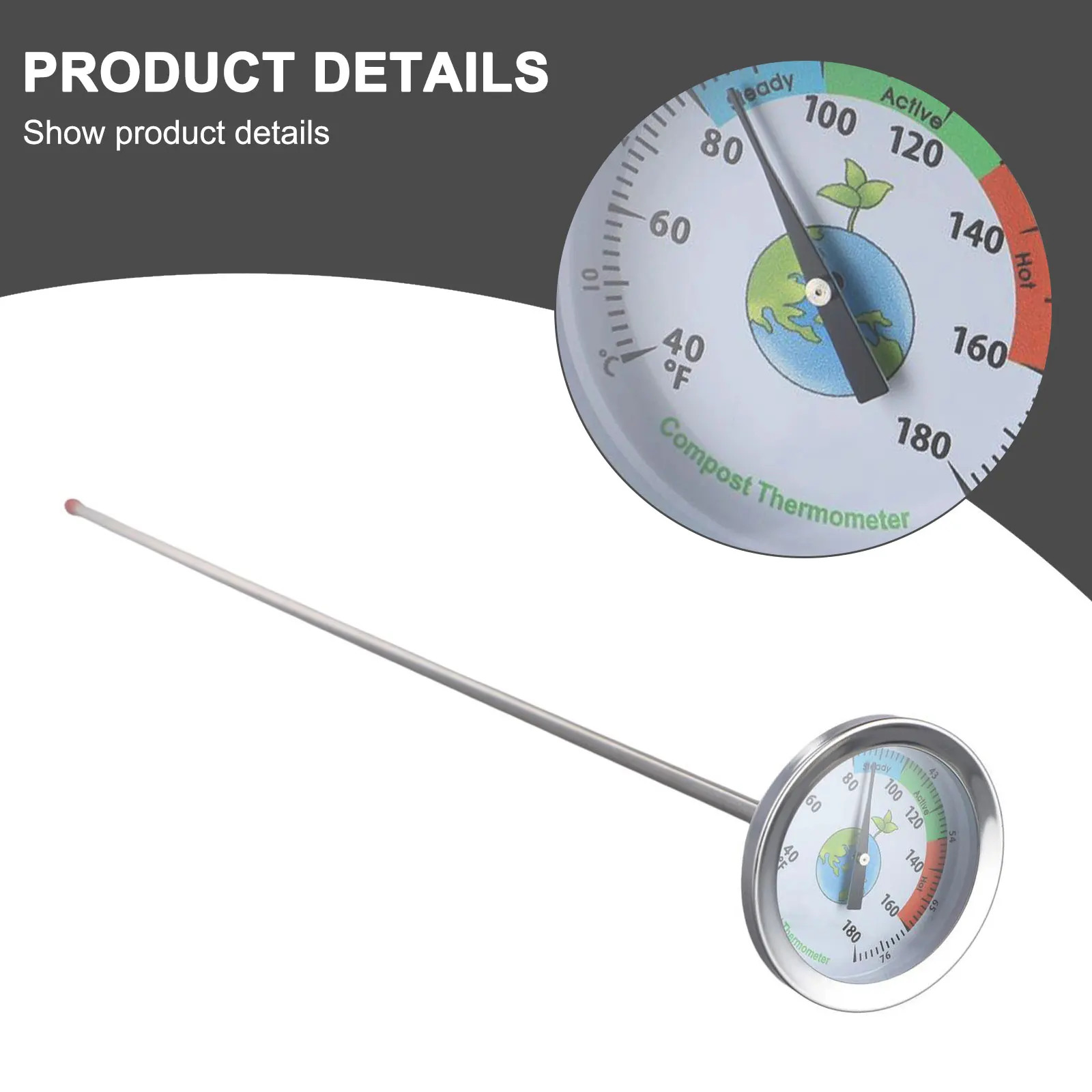Tester Meter Soil Thermometer Compost Soil Probe Probe Size 5x500mm Temperature Monitor For Plant Growth Culture