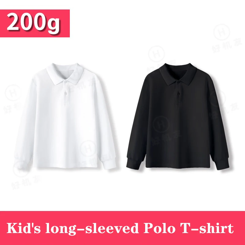 Boys Girls Solid Color 100% Cotton long-sleeved Polo T-shirt Autumn Children's Loose Tops High Quality Kids Sports Tees 100-170