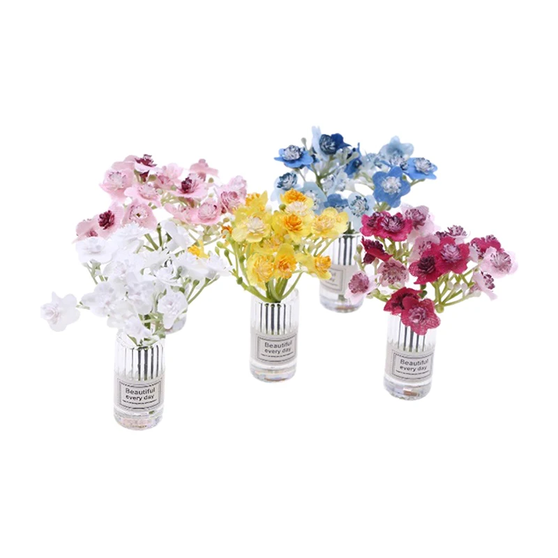 1PC Simulazione in miniatura Bouquet Piante in vaso Decorazione della casa delle bambole Decorazioni per il desktop Giochi di imitazione Giocattolo 1:12 Accessori per casa delle bambole