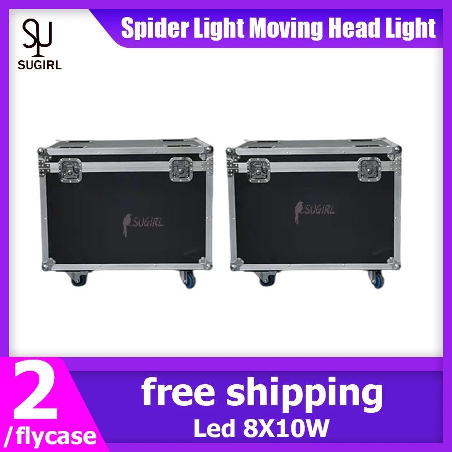 0 Tax 2 Flight Cases For LED 8x10W Spider Moving Head Light Spider Beam Stage Lighting DMX 512 Spider Light For Party Event