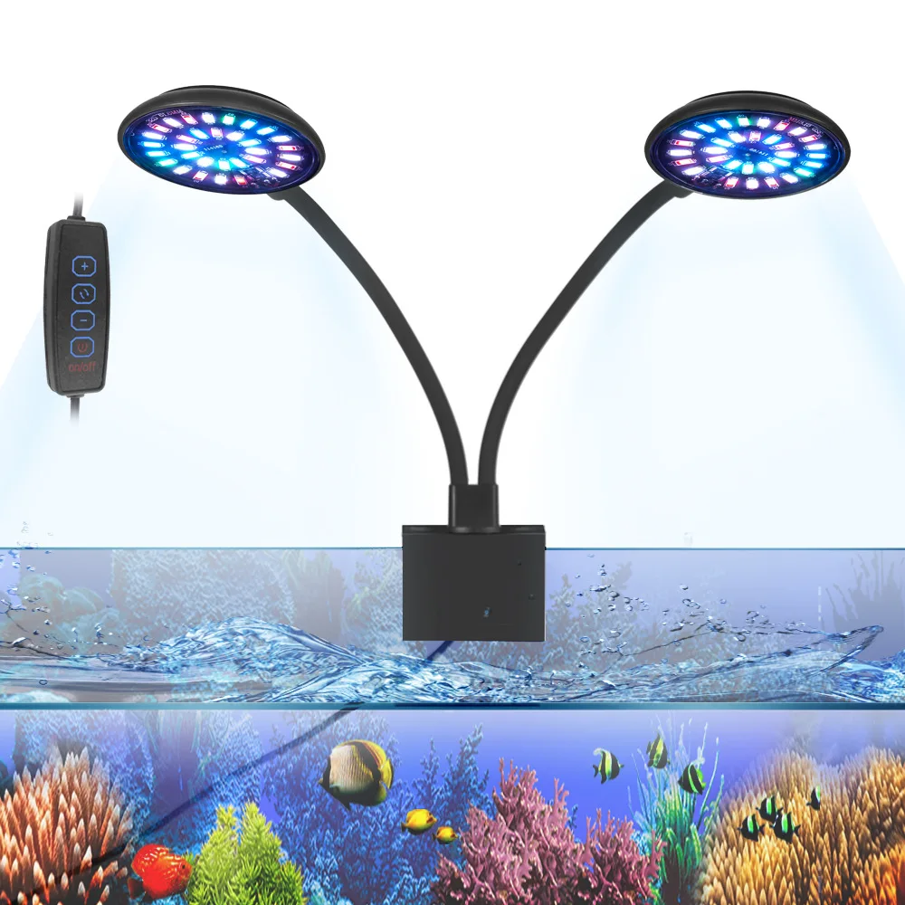 

Mini Clip On Aquarium Light 7W Dimmable Small Fish Tank Light USB with White Red Blue Green LED for 1 to 3 Gallon Tanks