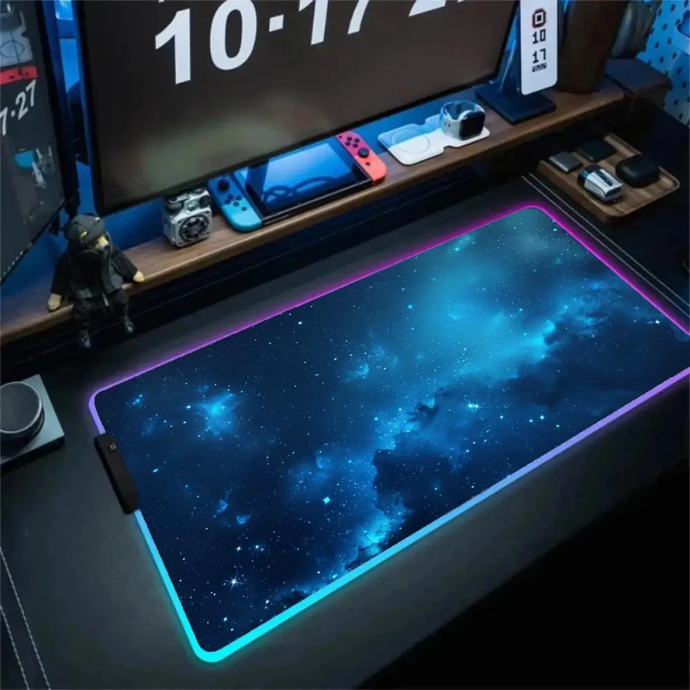 النجوم درب التبانة ماوس الوسادة كبيرة RGB الألعاب ماوس الفأر مصباح ليد حواف مقفلة لعبة اكسسوارات الكمبيوتر لوحة المفاتيح الجدول منصات XXL 90x40 سنتيمتر