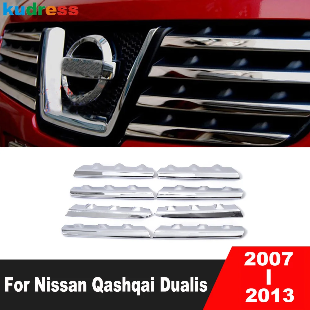 Front Center Grille Grills Cover Trim For Nissan Qashqai Dualis 2007-2010 2011 2012 2013 Chrome Car Racing Grill Molding Strip