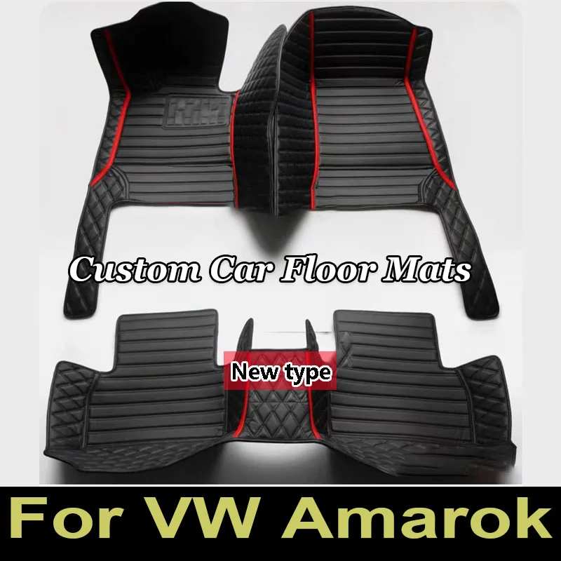 Car Mats For Volkswagen VW Amarok 2010~2022 Floor Rug Auto Interior Parts Carpet Pad Luxury Leather Mat Full Set Car Accessories