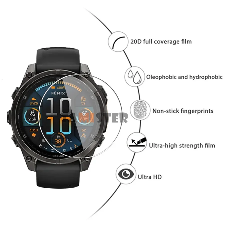 ガーミンフェニックス8用強化ガラス保護カバー,スクリーンプロテクター,スマートウォッチ,フィルムアクセサリー,43mm, 47mm, 51mm