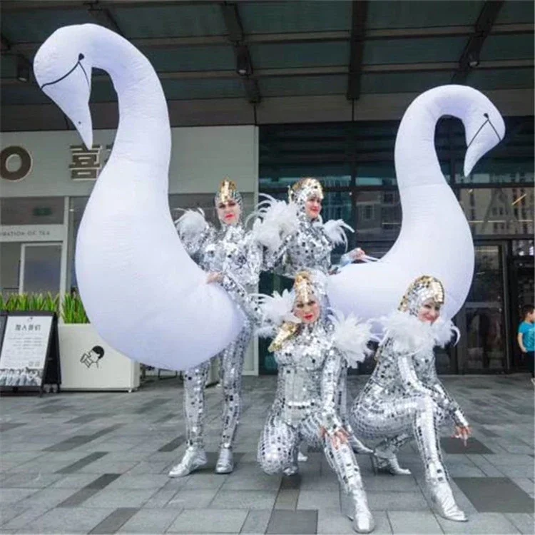 inflatable swan costume advertising stage show parade concert display performance led light